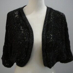 Limited Too Black with Silver Metallic Threading Crochet Shrug-Girls Size XL